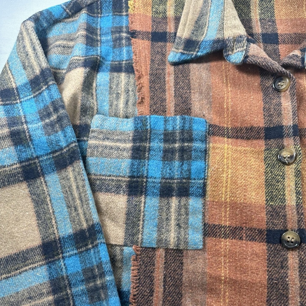 Bad Little Country Girl Plaid Oversize Shacket Button Sz L - Picture 3 of 9